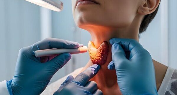 Medico che esamina la tiroide di un paziente chirurghi tiroidei Roma I 10 migliori chirurghi tiroidei a Roma