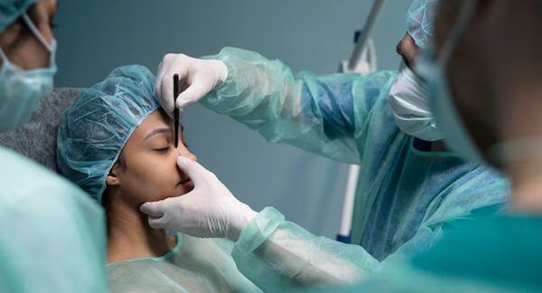 Medico con vista laterale che controlla il primo intervento di blefaroplastica del paziente I 10 migliori chirurghi della blefaroplastica a Roma